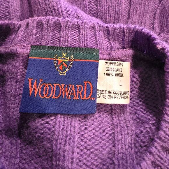Vintage Woodward Womens Cable Knit Wool Sweater Size Large Purple - Picture 3 of 3